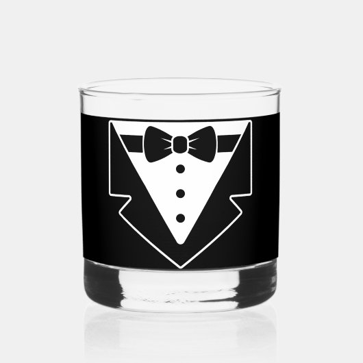 Groom Dapper Sips – Tuxedo Rocks Glas (Voorkant)