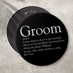 Groom Definition, Stag Bachelor Party, Wedding Ronde Button 6,0 Cm