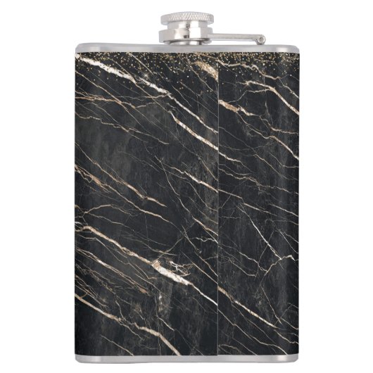 Groom Elegant: Gouden Marmeren Viering Heupfles (Achterkant)