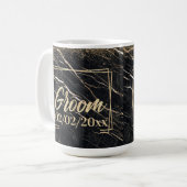 Groom Elegant: Gouden Marmeren Viering Koffiemok (Voorkant links)