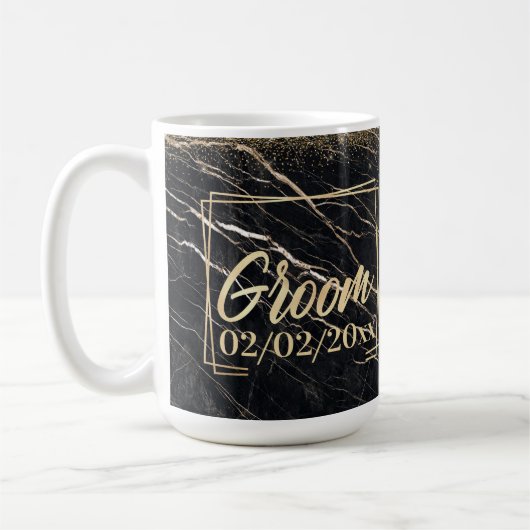 Groom Elegant: Gouden Marmeren Viering Koffiemok (Links)