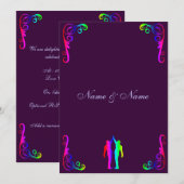 Groom en bruin - Regenboog en Paarse bruiloft Kaart (Voorkant / Achterkant)