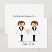 Groom en Groom Wedding Table Cards Briefkaart (Voorkant / Achterkant)