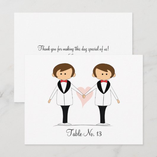Groom en Groom Wedding Table Cards Briefkaart (Voorkant / Achterkant)