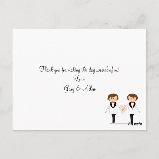 Groom en Groom Wedding Table Cards Briefkaart (Achterkant)