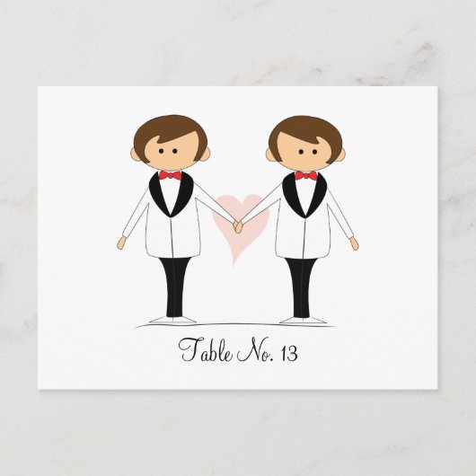Groom en Groom Wedding Table Cards Briefkaart (Voorkant)