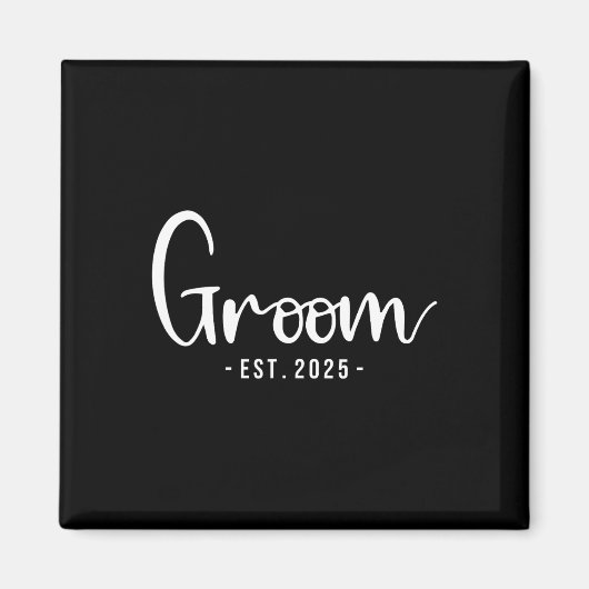 Groom Est 2025 Getrouwd Bruidsfeest Bachel Magneet (Voorkant)