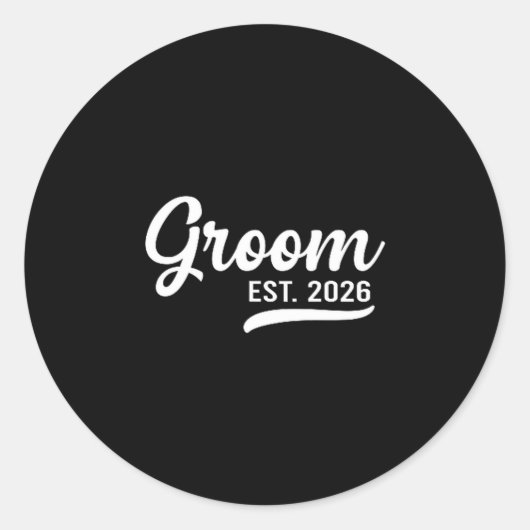 Groom Est 2026 Just Married Honeymoon Wedding Groo Ronde Sticker (Voorkant)