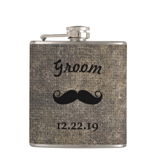 Groom Flask Mustache Heupfles (Voorkant)