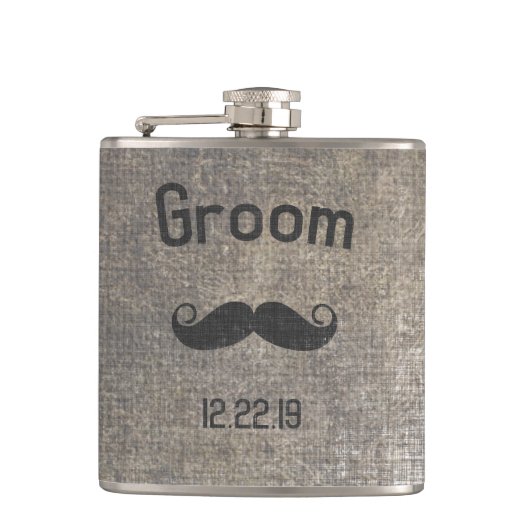 Groom Flask Mustache Heupfles (Voorkant)