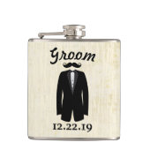 Groom Flask Tuxedo Black Stropdas Heupfles (Voorkant)