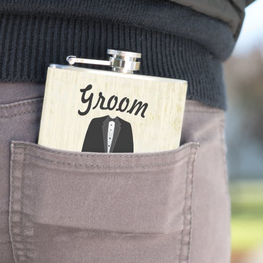 Groom Flask Tuxedo Black Stropdas Heupfles (Voorbeeld)