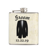 Groom Flask Tuxedo Black Stropdas Heupfles (Voorkant)