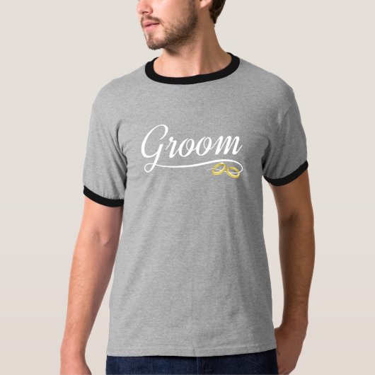 Groom Floral Wedding Calligraphy Ringer Shirt (Voorkant)