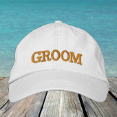 GROOM-geborduurd baseball pet goud/wit