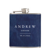 Groom Gift Waterverf Blue Wedding Flask Heupfles (Voorkant)