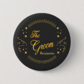 Groom Gold Wedding Elegant Favor Custom Ronde Button 5,7 Cm (Voorkant)