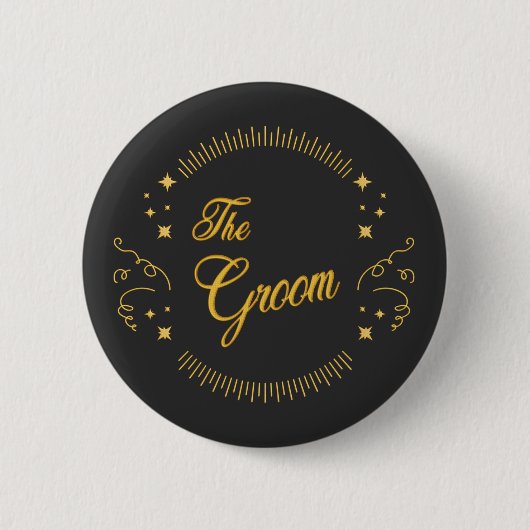 Groom Gold Wedding Elegant Favor Ronde Button 5,7 Cm (Voorkant)