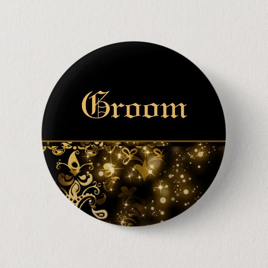 Groom gold zwarte bruiloft ronde button 5,7 cm (Voorkant)