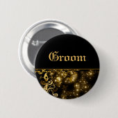 Groom gold zwarte bruiloft ronde button 5,7 cm (Voorkant /achterkant)