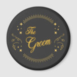 Groom GoldBlack Bruiloft Elegant Modern Magneet<br><div class="desc">Groom GoldBlack Wedding Elegant Modern Magnet is geweldig voor de bruidegom om te draag. Het maakt ook een leuk cadeau voor de bruidegom.</div>