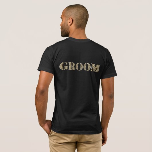 Groom Golden Glitter Typography Elegant Wedding T-shirt (Achterkant volledig)