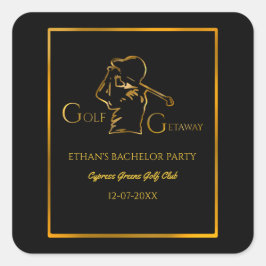 Groom Golfer Bachelor Party Luxe Goud Vierkante Sticker