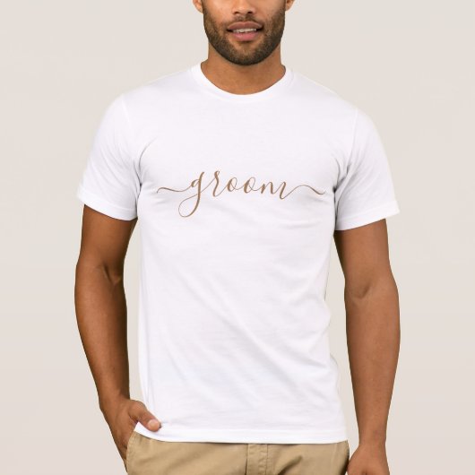 Groom Goud modern script bruiloft T-shirt (Voorkant)