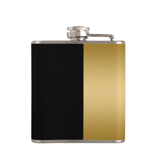 Groom Goud & Zwart Modern Geometrisch Ontwerp Heupfles (Achterkant)