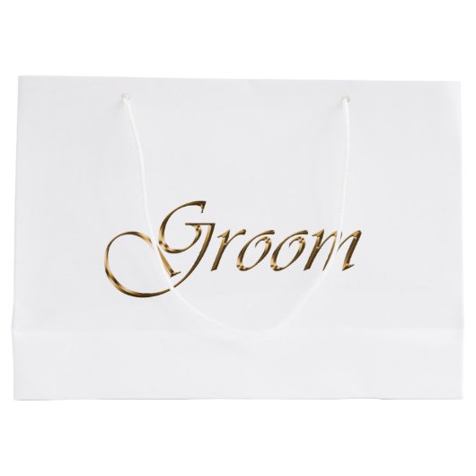 Groom, gouden script elegante kalligrafie groot cadeauzakje (Achterkant)