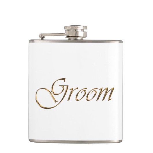 Groom, goudscript elegant chic white heupfles (Voorkant)