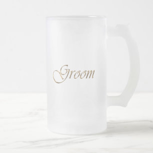 Groom, goudscriptelegant matglas bierpul