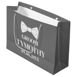 Groom Gray Elegant Modern Name Gifts Wedding Groot Cadeauzakje