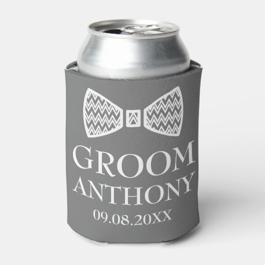 Groom Grey Stylish Elegant Modern Gifts Wedding Blikjeskoeler (Blikje Voorkant)