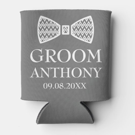 Groom Grey Stylish Elegant Modern Gifts Wedding Blikjeskoeler (Voorkant)