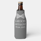 Groom Grey Stylish Elegant Modern Gifts Wedding Flesjeskoeler (Fles Voorkant)