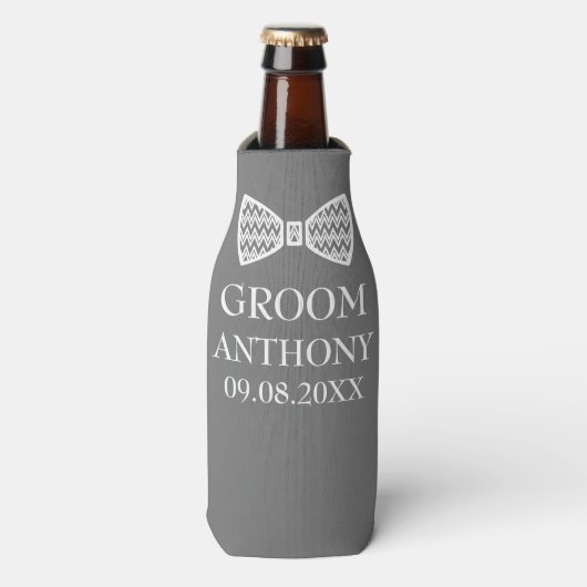 Groom Grey Stylish Elegant Modern Gifts Wedding Flesjeskoeler (Fles Voorkant)