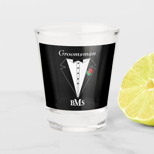 Groom, Groomsmen en Best Man Bachelor Party Shot Glas (Voorkant)