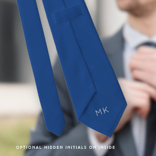Groom Groomsmen Initialen Blauw Bruiloft Stropdas