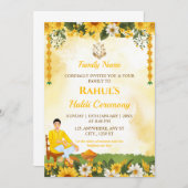 Groom Haldi Ceremony Invitation Card Kaart (Voorkant / Achterkant)