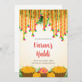 Groom Haldi uitnodigingen Digital Boy Pithi kaarte (Voorkant / Achterkant)