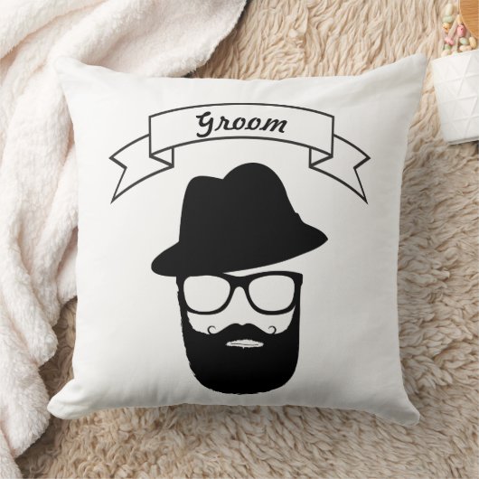 Groom Hipster Glasses Pet Handlebar Mustache Beard Kussen (Deken)