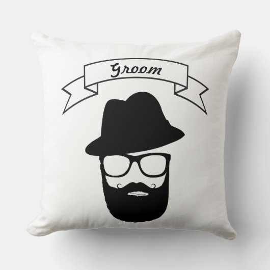 Groom Hipster Glasses Pet Handlebar Mustache Beard Kussen (Voorkant)