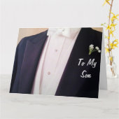 GROOM IN ZIJN TUX-SON OP UW WEDDAG KAART (Gele Bloem)