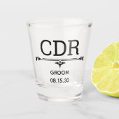 Groom Initialen Shot Glas (Voorkant)