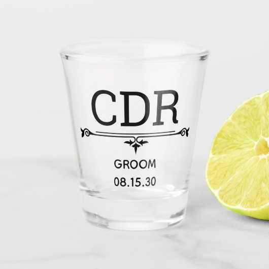 Groom Initialen Shot Glas (Voorkant)