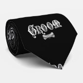 Groom met Bow Stropdas Wit en Zwart Type (Opgerold)