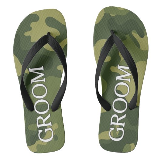 Groom met Green Camoflauge Pattern Teenslippers (Voetbed)