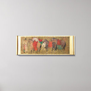 Groom met paarden canvas afdruk