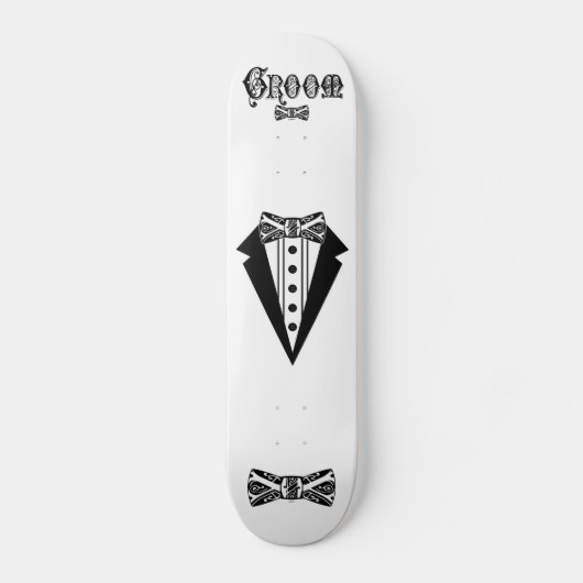 Groom met Stropdas en buis en zwart Persoonlijk Skateboard (Voorkant)